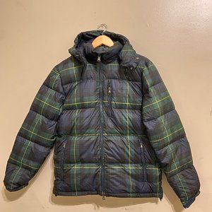 Polo Ralph Lauren Green Navy Plaid Down Filled Hooded Puffer Jacket Men's M $348
